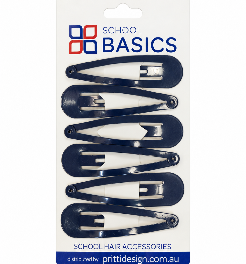 Hair Clips Pkt 6 Navy Large
