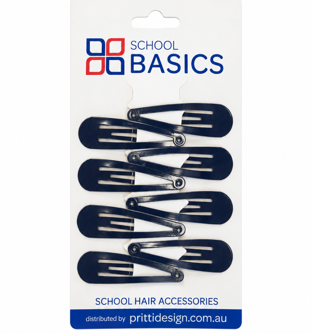 Hair Clips Pkt 8 Navy Small